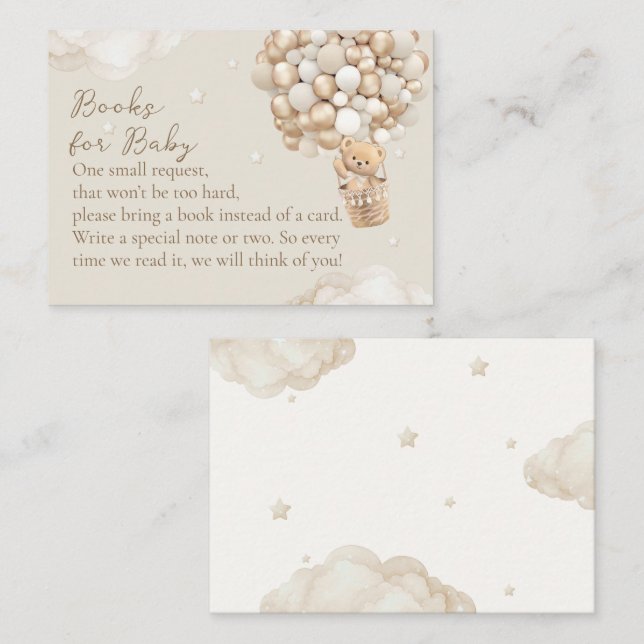 Bear Gender Neutral Baby Shower Book Request Enclosure Card (Front/Back)