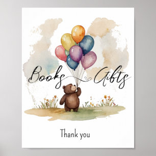 Bear Gender Neutral Baby Shower Books and Gifts Poster