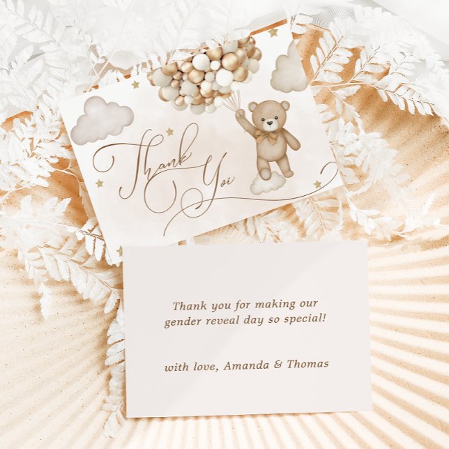 Bear Gender Reveal Baby Shower Thank You Card (Creator Uploaded)
