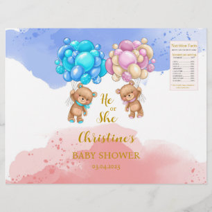 Bear Gender Reveal Chip Bag Labels Flyer