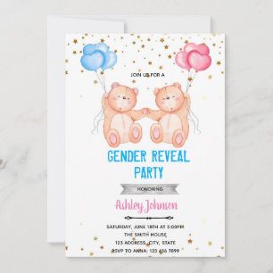 Bear gender reveal invitation