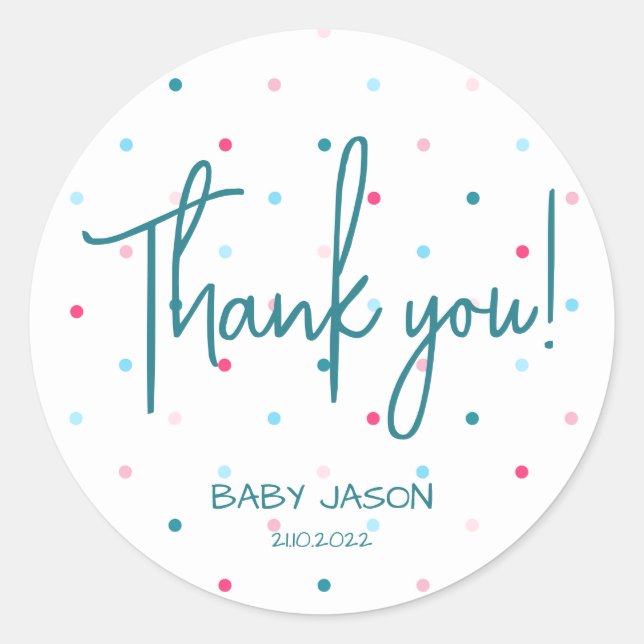 Bear Gender Reveal Thank You Classic Round Sticker (Front)
