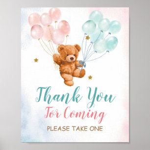 Bear Gender Reveal Thank you for coming Favour Sig Poster