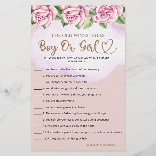 Bear girl baby shower Guess Boy Or Girl tales  (Front)