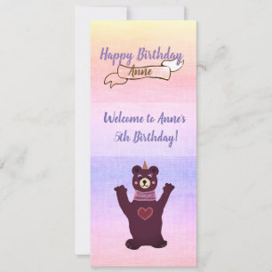 Bear Girl's Birthday Party Invitations