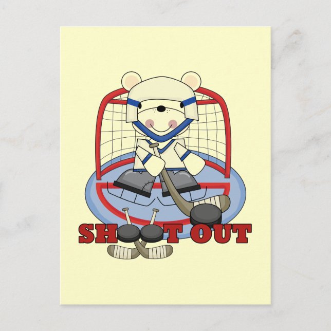 Bear Goalie Shoot Out Hockey Tshirts and Gifts Postcard (Front)