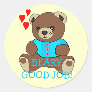 Bear-Good Job Teacher's Homework Classic Round Sticker