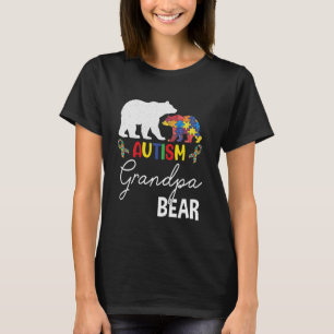 Bear Grandpa Autism Awareness Autistic Grandkid Pu T-Shirt