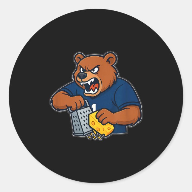 Bear Grating Cheese Funny  Classic Round Sticker (Front)