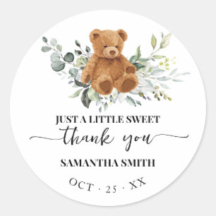 Bear Greenery Baby Shower Thank You Classic Round Sticker