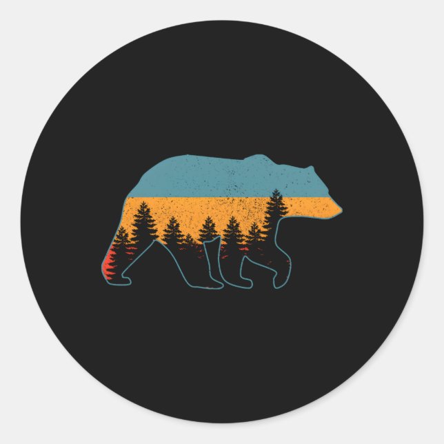 Bear Grizzly Hiking Camg Hunting Nature Classic Round Sticker (Front)