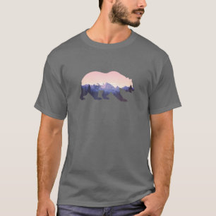 Bear Grizzly Mountains Animal Design Sunrise Natur T-Shirt