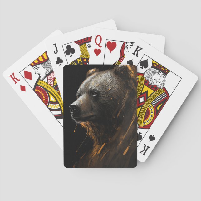 Bear Grizzly Portrait Animal Nature Wildlife Art Playing Cards (Back)