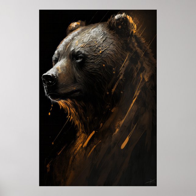 Bear Grizzly Portrait Animal Nature Wildlife Art Poster (Front)