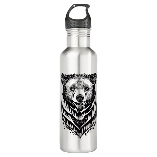 Bear Grizzly Wild Animal Nature Illustration Art T 710 Ml Water Bottle (Front)