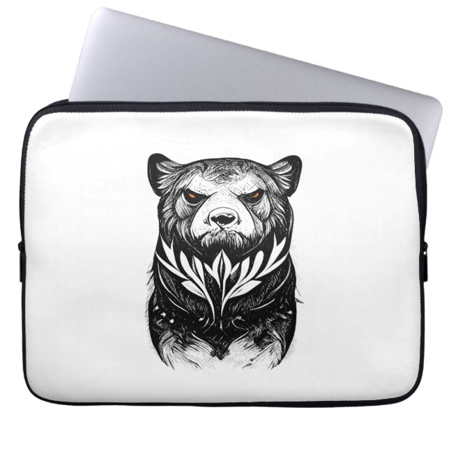 Bear Grizzly Wild Animal Nature Illustration Art T Laptop Sleeve (Front)