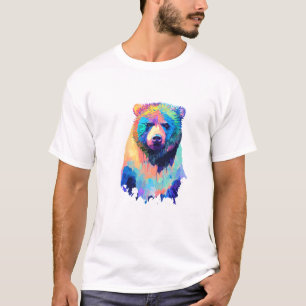 Bear Grizzly Wild Nature Animal Forest Colours T-Shirt