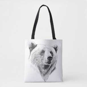 Bear Grizzly Wild Nature Animal Illustration Art Tote Bag