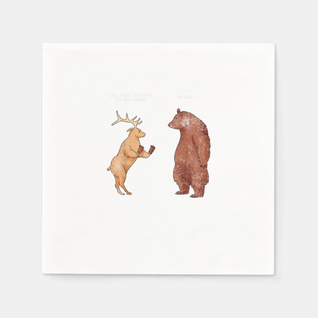 Bear Hands Oh Deer Funny Sayings Pun Gift  Napkin (Front)
