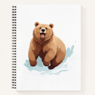 Bear Happy Playful Fun Jumping In The Air Forest Notebook