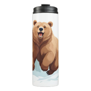 Bear Happy Playful Fun Jumping In The Air Forest Thermal Tumbler
