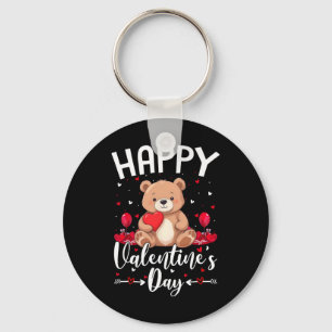 Bear Happy Valentine's Day Cute Bear With Hearts V Key Ring