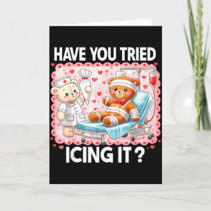 Bear Have You Tried Icing It Funny Christmas Nurse Card