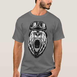 Bear Head - Angry Bear - Bear in Helmet - Bear Bik T-Shirt