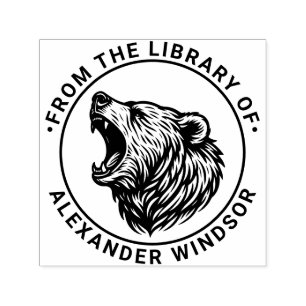 Bear Head Baring Teeth Library Book Name Self-inking Stamp
