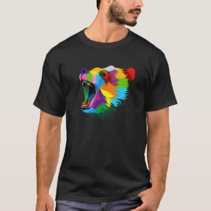 Bear Head Colourful Art Animals Watercolor Paintin T-Shirt