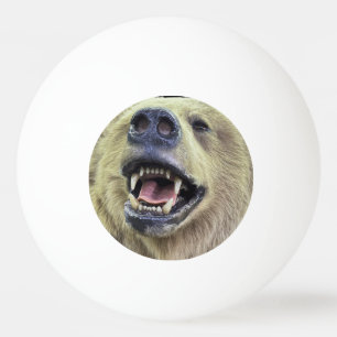 Bear head face design with smile ping pong ball