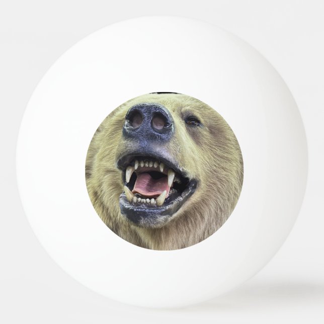 Bear head face design with smile ping pong ball (Front)
