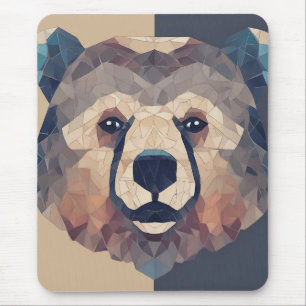 Bear Head Low Poly Design Mouse Mat
