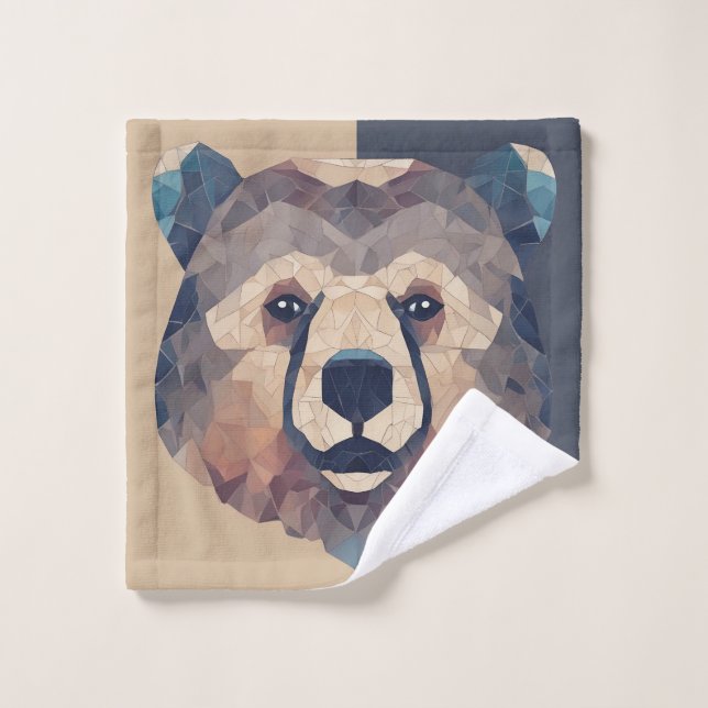 Bear Head Low Poly Design Wash Cloth (Wash Cloth)
