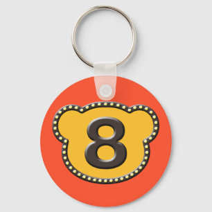 Bear Head Number 8 Key Ring