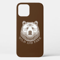 Bear Head, Wild And Free, Hand Drawn Illustration