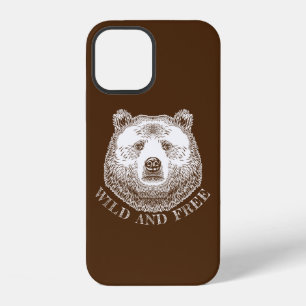 Bear Head, Wild And Free, Hand Drawn Illustration iPhone 12 Case