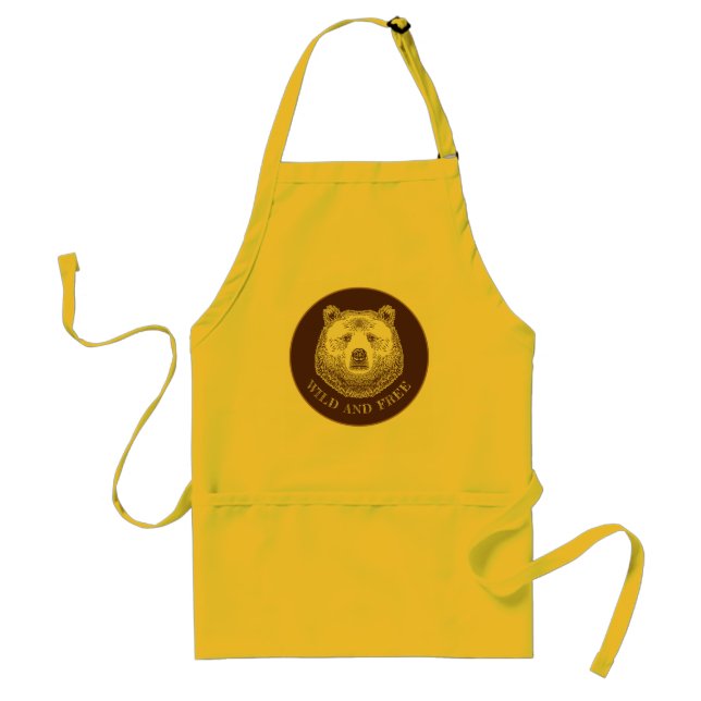 Bear Head, Wild And Free, Hand Drawn Illustration Standard Apron (Front)