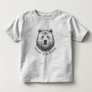 Bear Head, Wild And Free, Hand Drawn Illustration Toddler T-Shirt