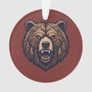 Bear Head Wild Tribal Art Acrylic Ornament