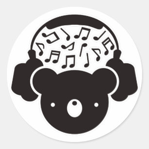 Bear_Headphones Classic Round Sticker