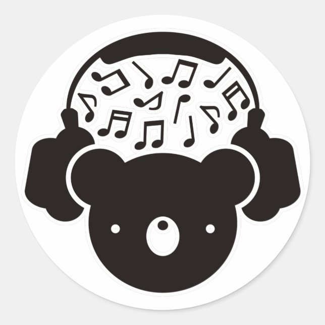 Bear_Headphones Classic Round Sticker (Front)