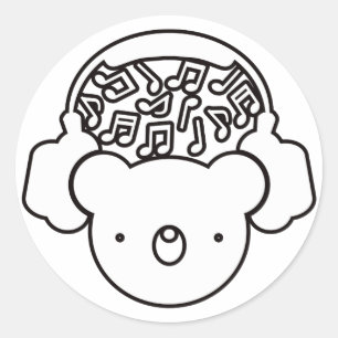 Bear_Headphones Classic Round Sticker
