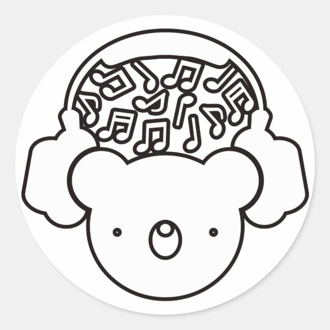 Bear_Headphones Classic Round Sticker (Front)