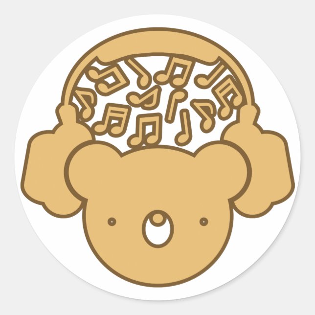 Bear_Headphones Classic Round Sticker (Front)