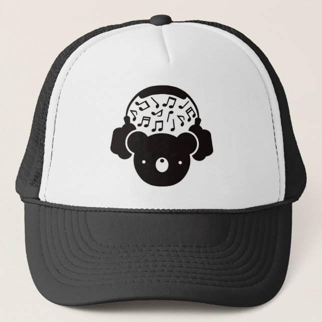 Bear_Headphones Trucker Hat (Front)