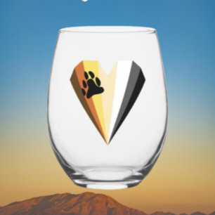 Bear Heart Pride Stemless Wine Glass