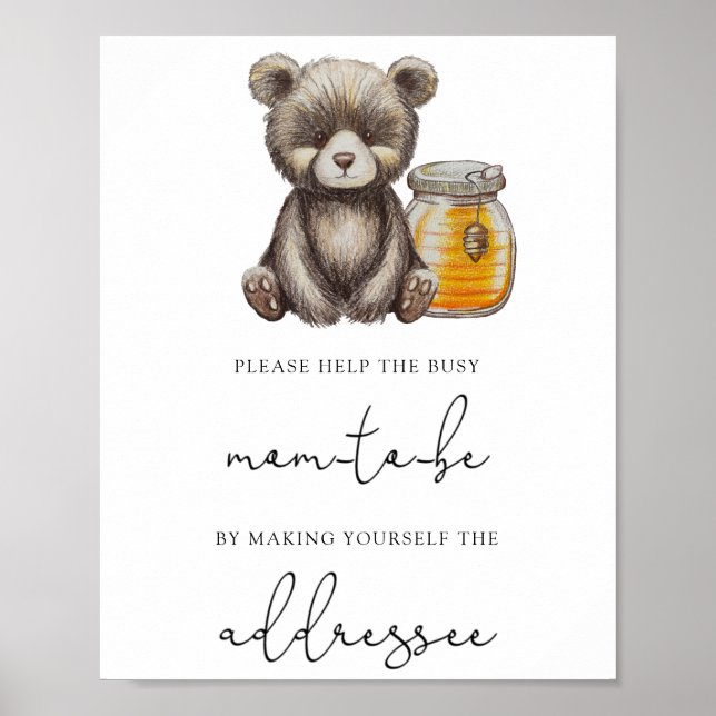 Bear - Help the Busy Mum-to-Be Address an Envelope Poster (Front)