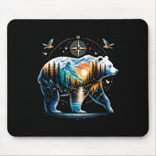 Bear Hiking Grizzly Bear Camping Camper Mouse Mat