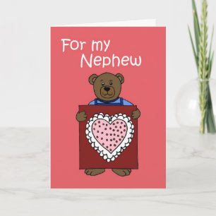 Bear holding a Valentine for Nephew Holiday Card